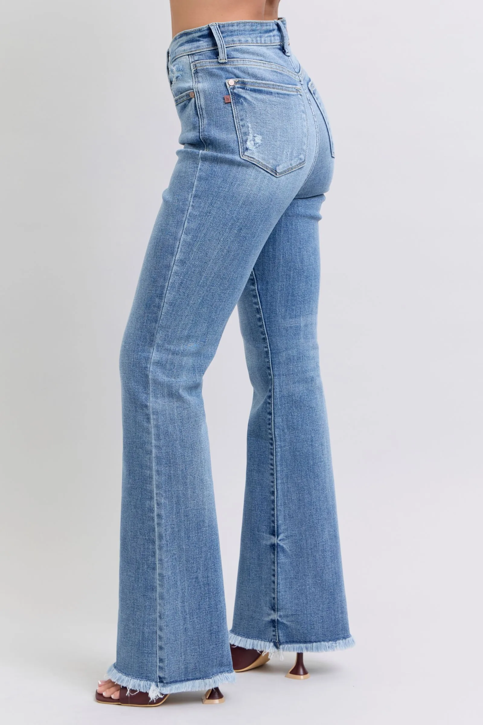 Judy Blue Full Size Raw Hem High Rise Bootcut Jeans 0-24