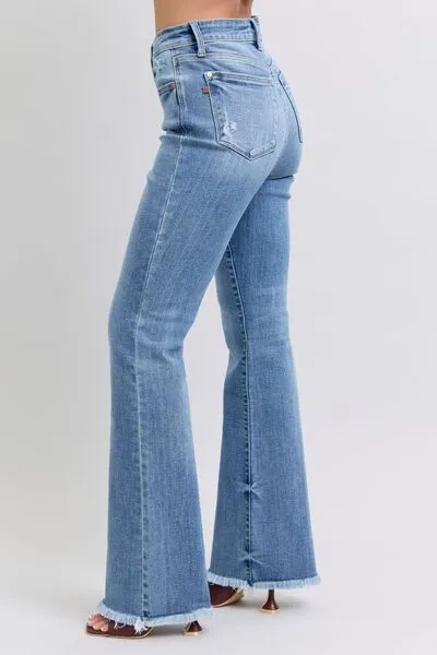 Judy Blue Full Size Raw Hem High Rise Bootcut Jeans ONLINE EXCLUSIVE
