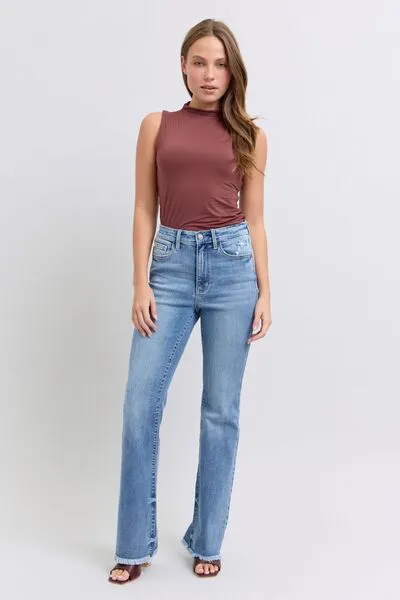 Judy Blue Full Size Raw Hem High Rise Bootcut Jeans ONLINE EXCLUSIVE