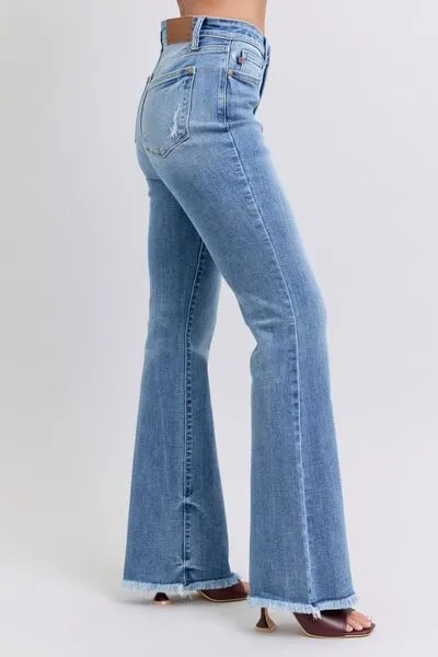 Judy Blue Full Size Raw Hem High Rise Bootcut Jeans ONLINE EXCLUSIVE