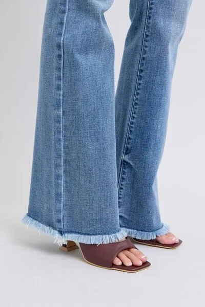 Judy Blue Full Size Raw Hem High Rise Bootcut Jeans ONLINE EXCLUSIVE