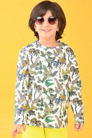 JUNGLE LONG SLEEVES T-SHIRT - OFF WHITE