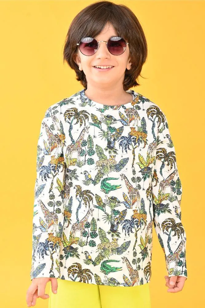 JUNGLE LONG SLEEVES T-SHIRT - OFF WHITE