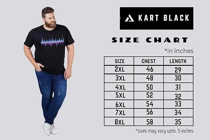 KART BLACK Men's Plus Size Navy Color Tshirts | Regular Fit Round Neck Cotton Tshirts | NVY-STRONGER