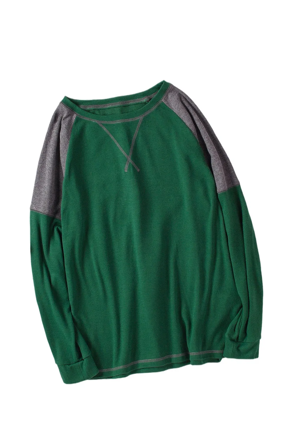 Khaki Color Block Raglan Sleeve Top