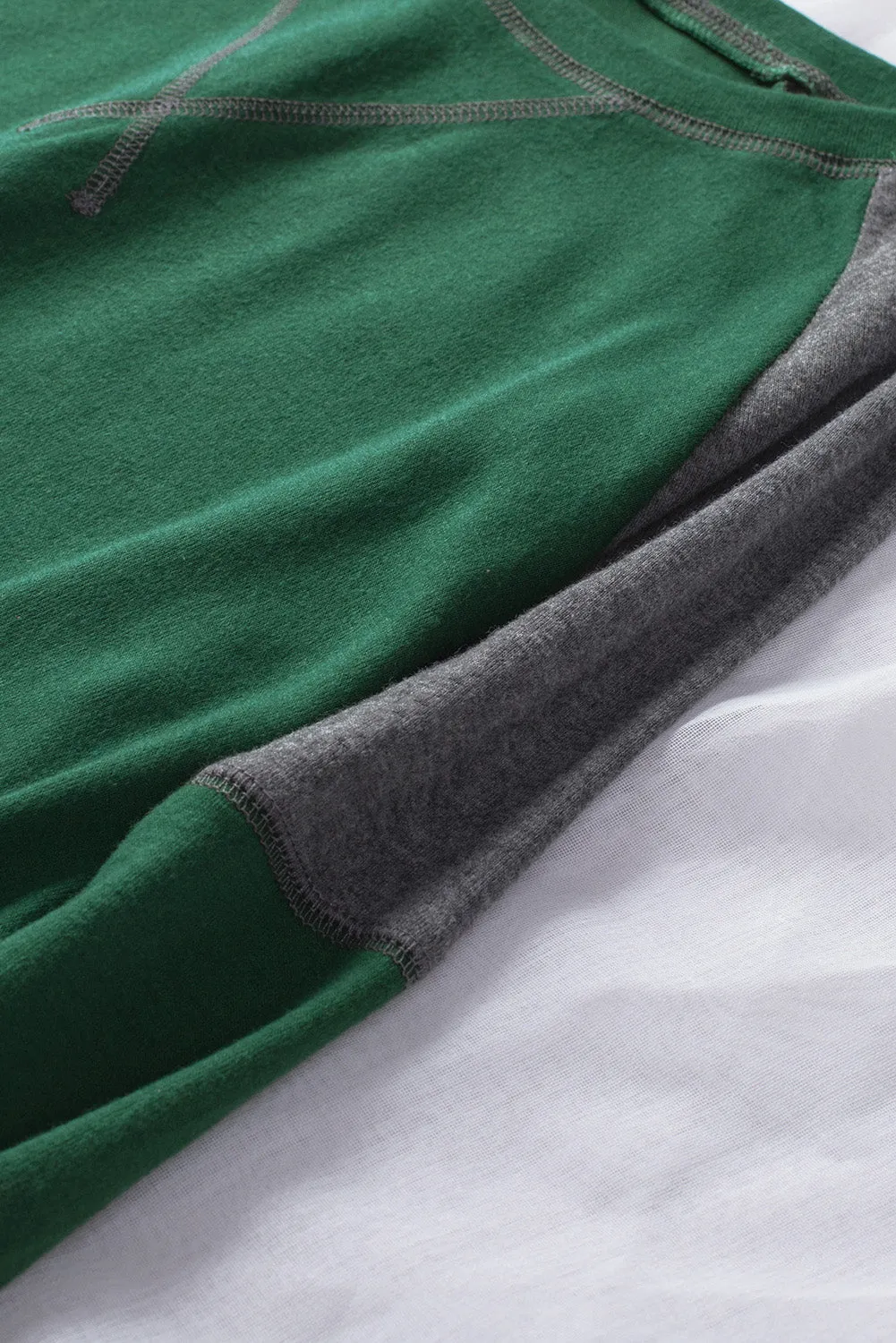 Khaki Color Block Raglan Sleeve Top