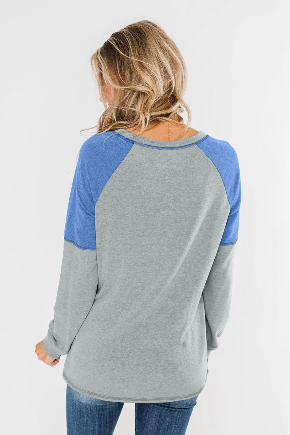 Khaki Color Block Raglan Sleeve Top