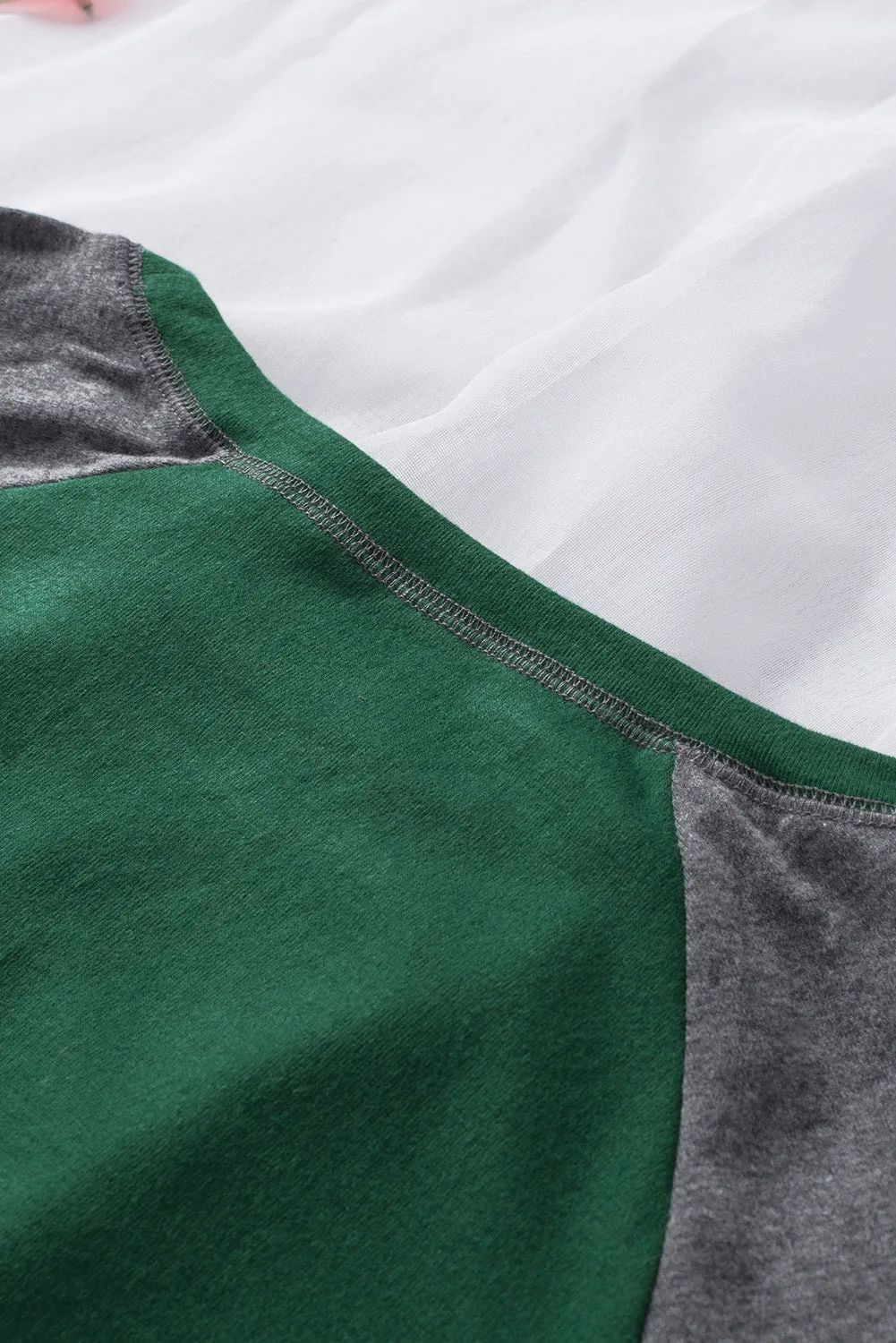 Khaki Color Block Raglan Sleeve Top