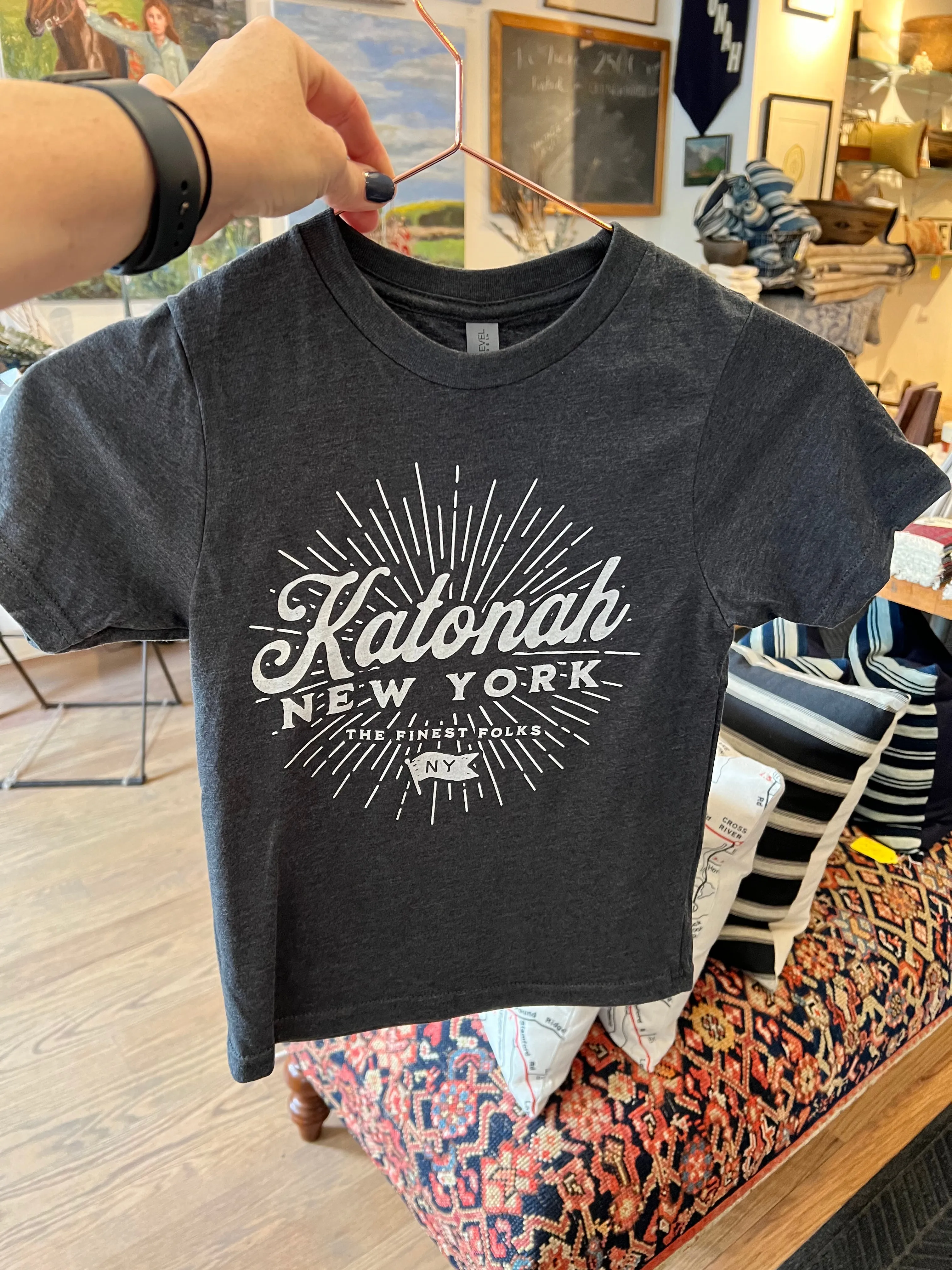 Kids Unisex Katonah NY Finest Folks Tee Charcoal