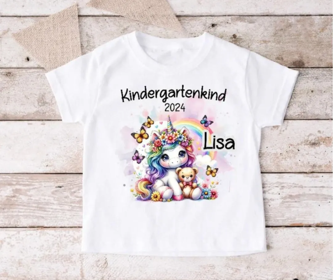 Kindergartenkind T-Shirt Einhorn personalisiert Kita Kind Mädchen Kindergarten Start