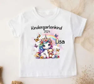 Kindergartenkind T-Shirt Einhorn personalisiert Kita Kind Mädchen Kindergarten Start