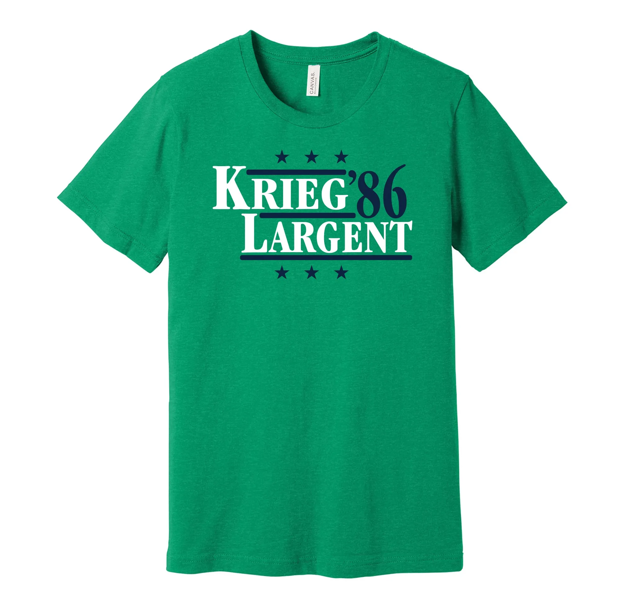 Krieg & Largent '86 - Seattle Football Legends Political Campaign Parody T-Shirt - Hyper Than Hype Shirts