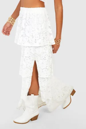 Lace Tiered Maxi Skirt