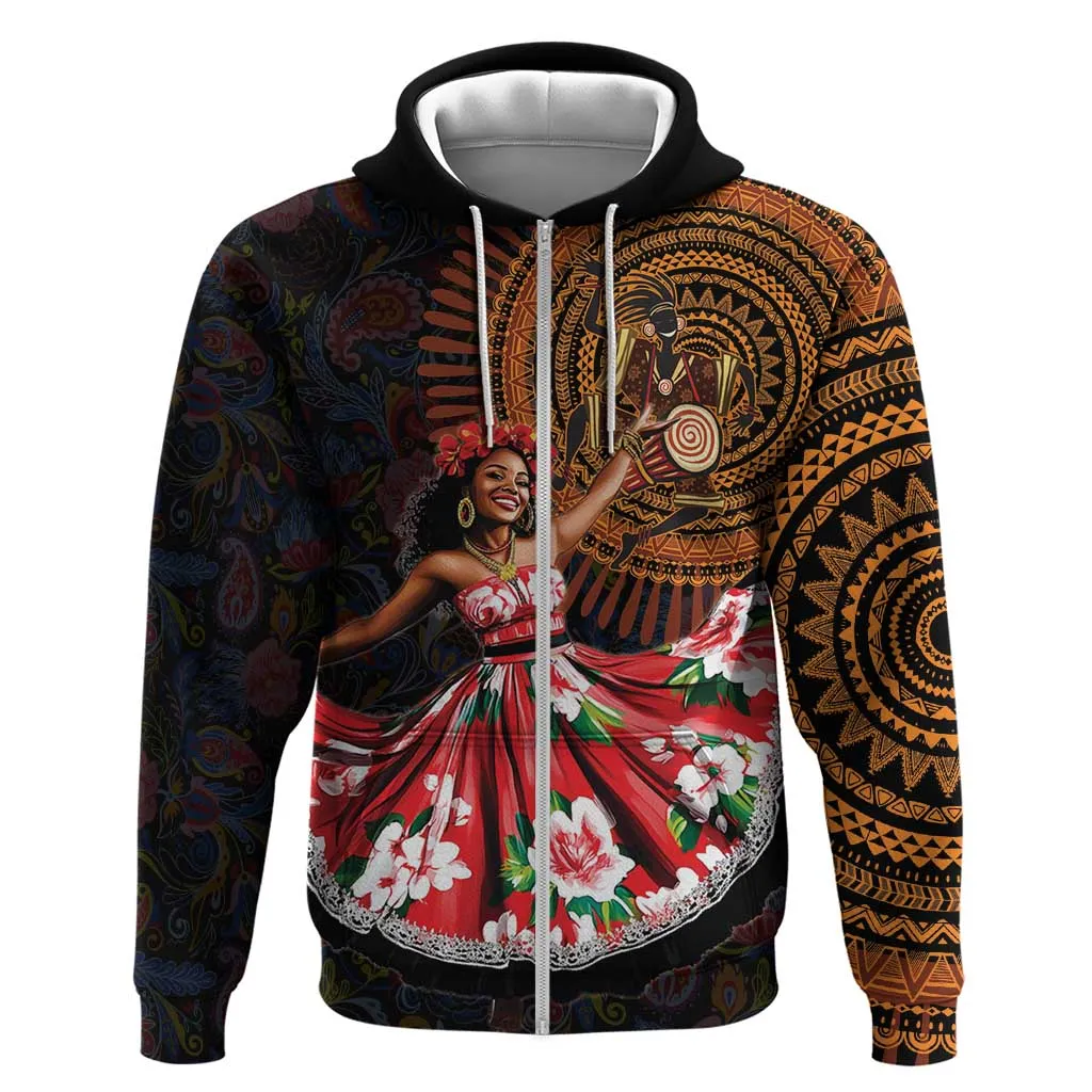 Ladies Sega Dance Zip Hoodie Paisley Mix African Pattern LT15