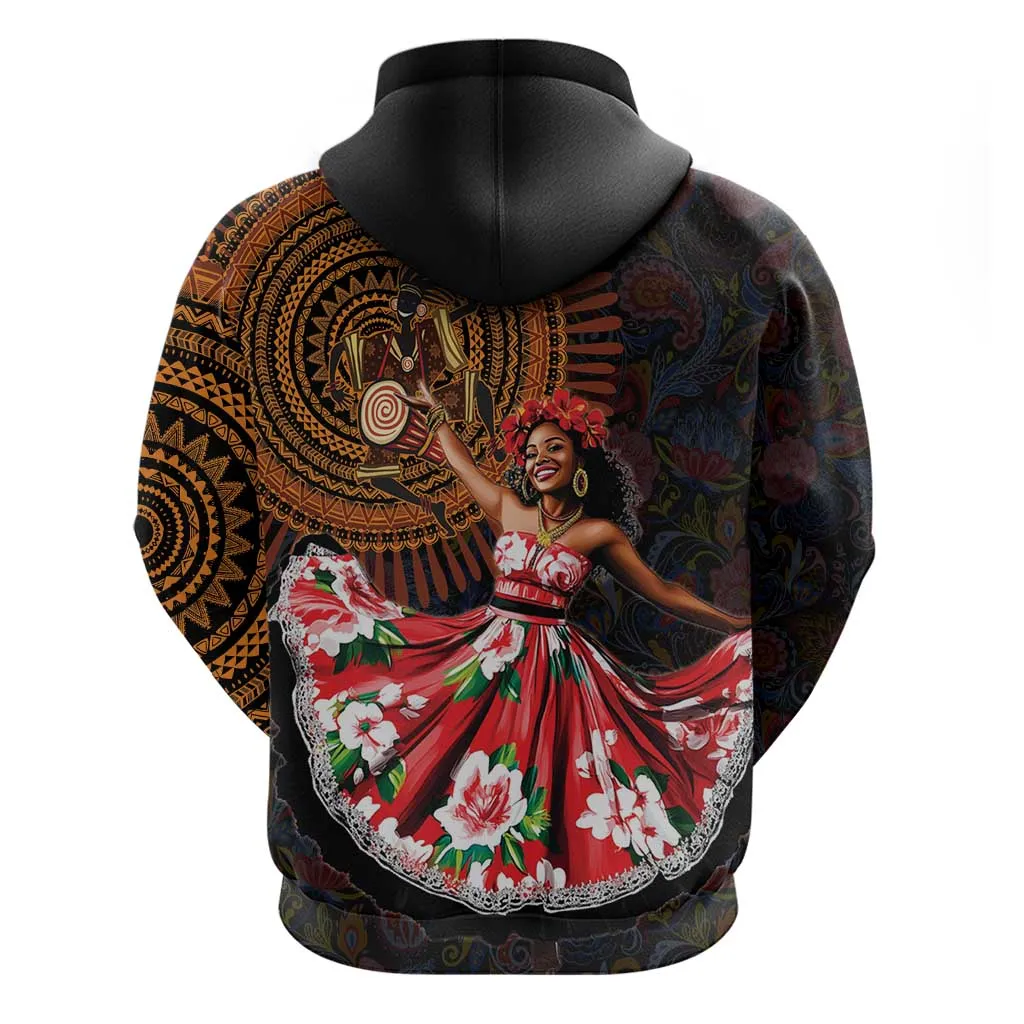 Ladies Sega Dance Zip Hoodie Paisley Mix African Pattern LT15