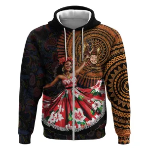 Ladies Sega Dance Zip Hoodie Paisley Mix African Pattern LT15
