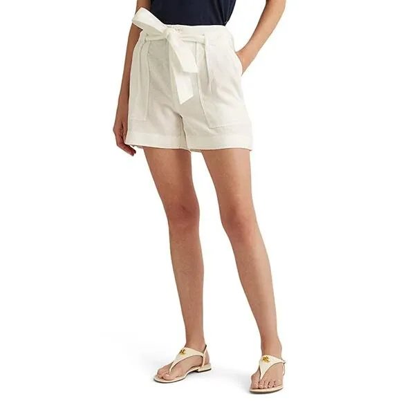 LAUREN Ralph Lauren DAVIANA Belted Linen Shorts Size 4