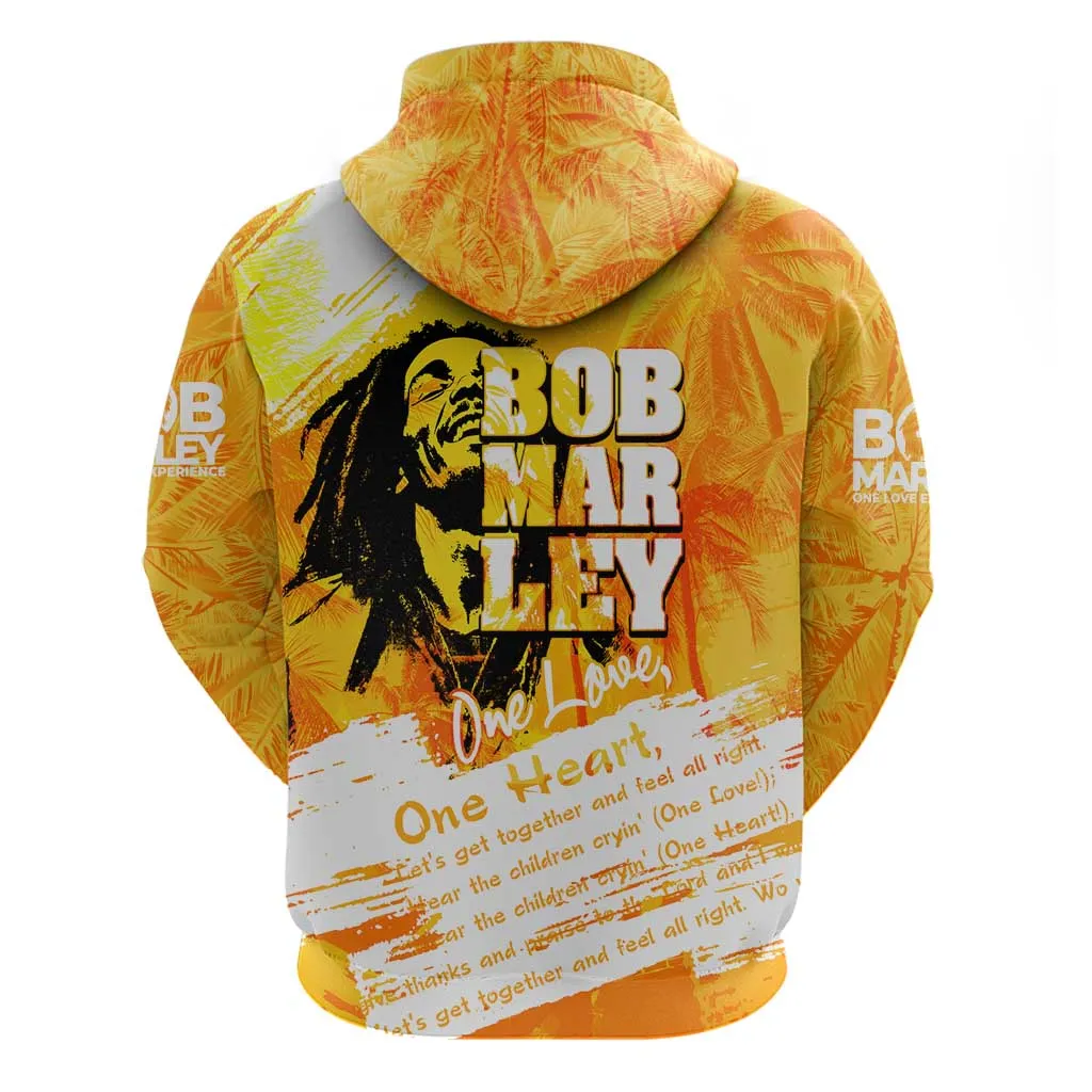Legend Bob Reggae Afro Zip Hoodie One Love One Heart Tropical Leaf DT02