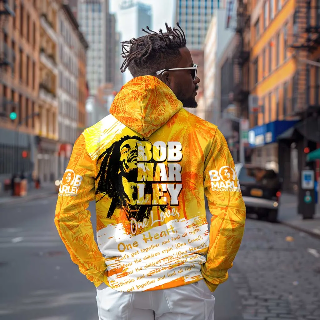 Legend Bob Reggae Afro Zip Hoodie One Love One Heart Tropical Leaf DT02