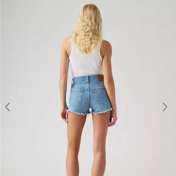 Levi’s Women’s W27 501 High Rise Cut Off Denim Shorts Athens Mid Medium Indigo