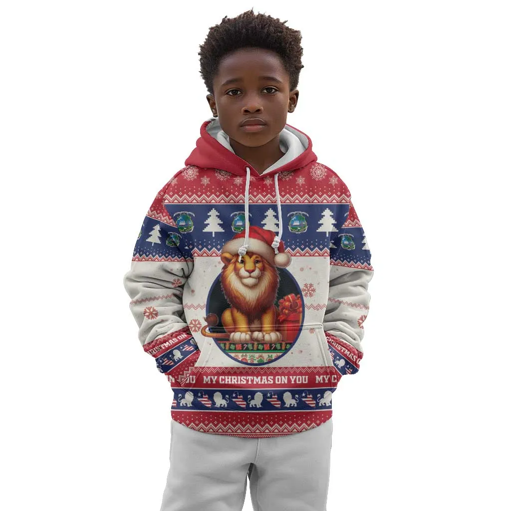 Liberia Christmas Kid Hoodie African Lion Santa LT15