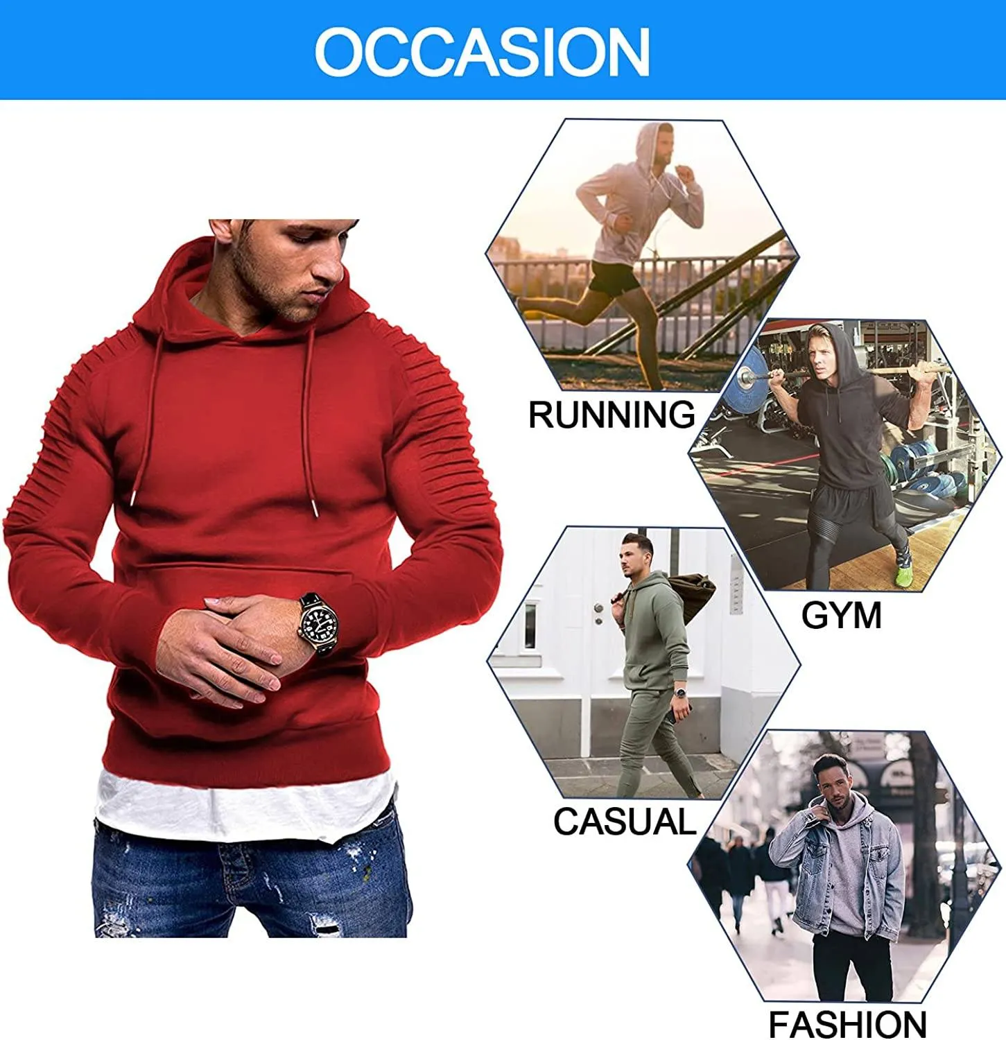 Lightweight Gym Athletic Pullover Hooded Sweater With Pocket (Us Only)