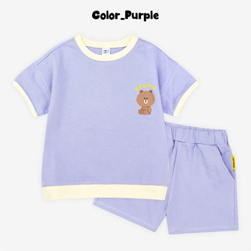 Line Friends Purple Brown Top & Bottom Set 2306MO10