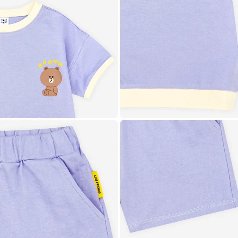 Line Friends Purple Brown Top & Bottom Set 2306MO10