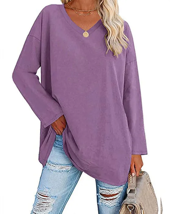 Long-sleeved V-neck women's blouse