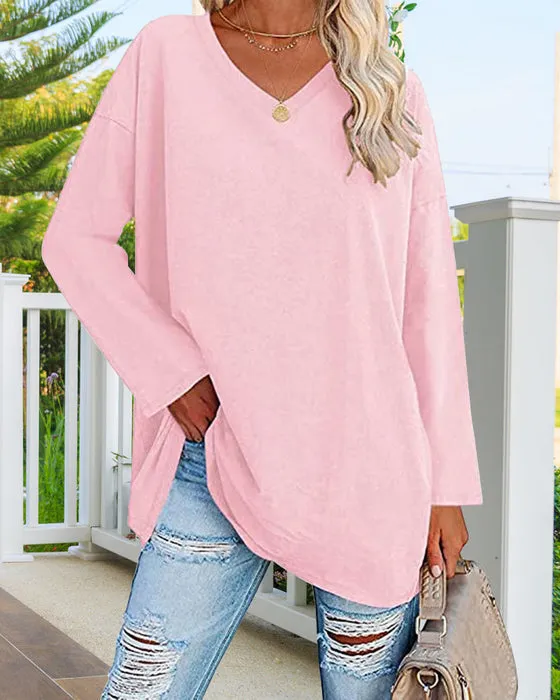 Long-sleeved V-neck women's blouse