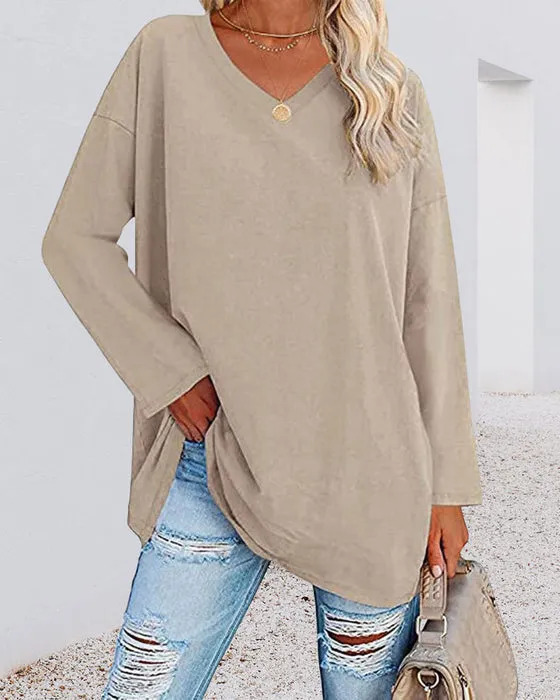 Long-sleeved V-neck women's blouse