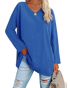 Long-sleeved V-neck women's blouse