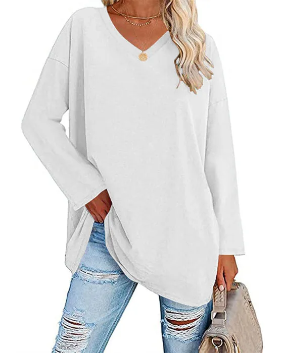 Long-sleeved V-neck women's blouse