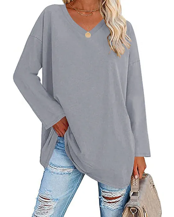 Long-sleeved V-neck women's blouse