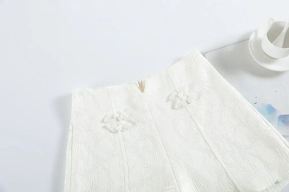 Loose-Fit Jacquard Chino Shorts for Women in Elegant Solid Colors
