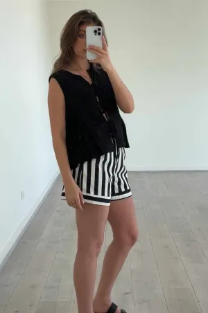 Luxe Stripe Shorts - Black White