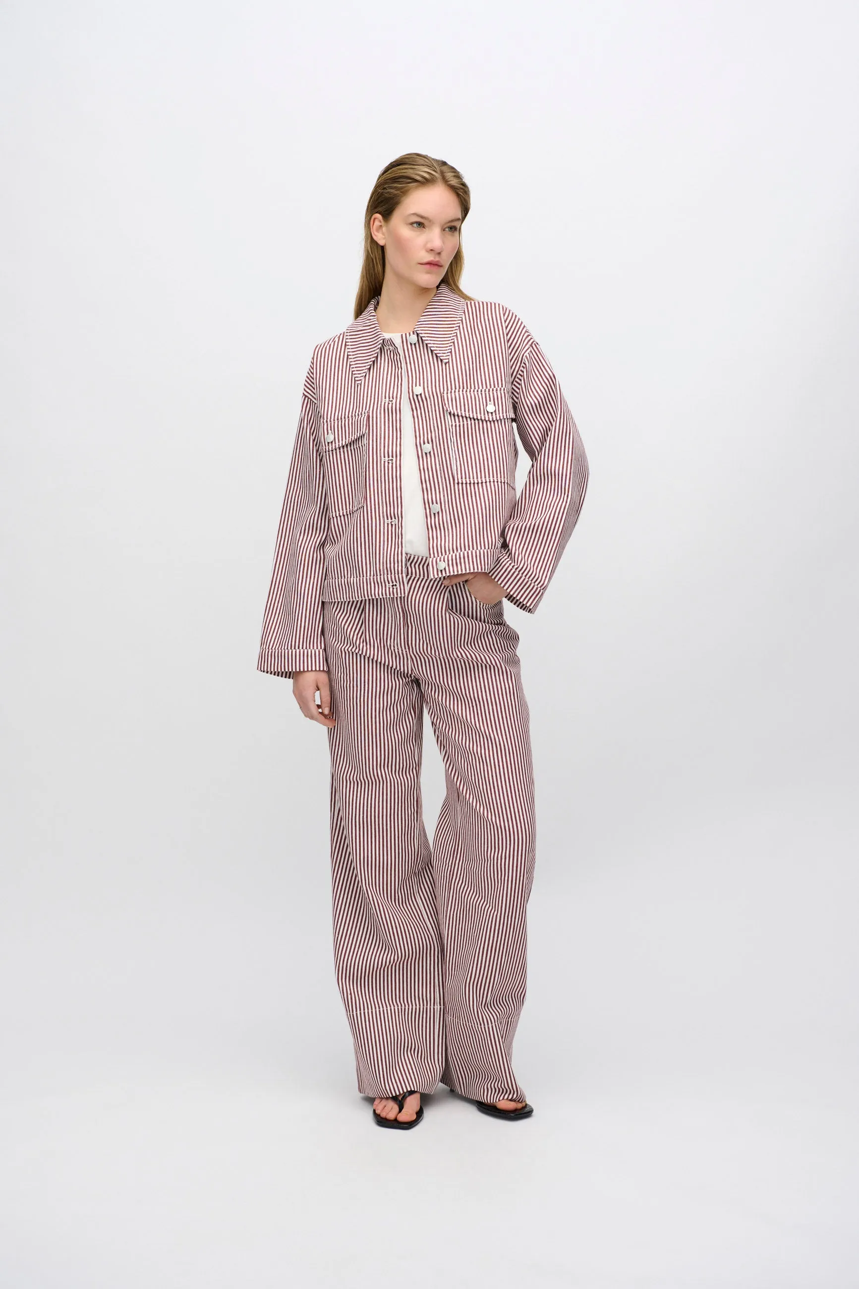 Malenes light denim jacket in stripes 4328 - Coco Milk