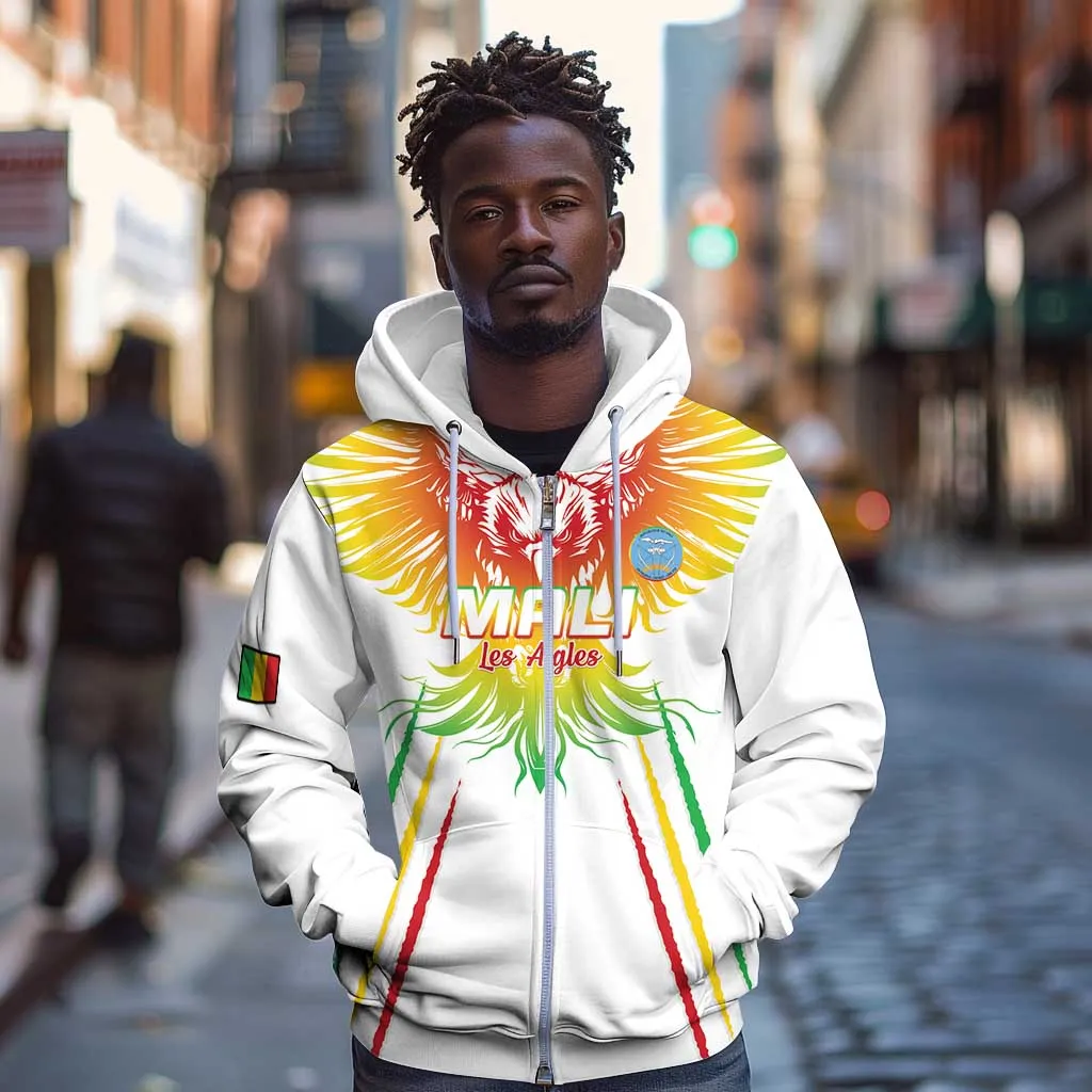Mali Football Custom Zip Hoodie Go Eagles - White Color LT15