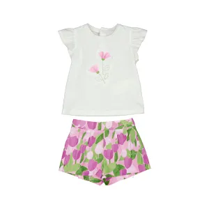 Mayoral Printed Shorts Set - Mauve