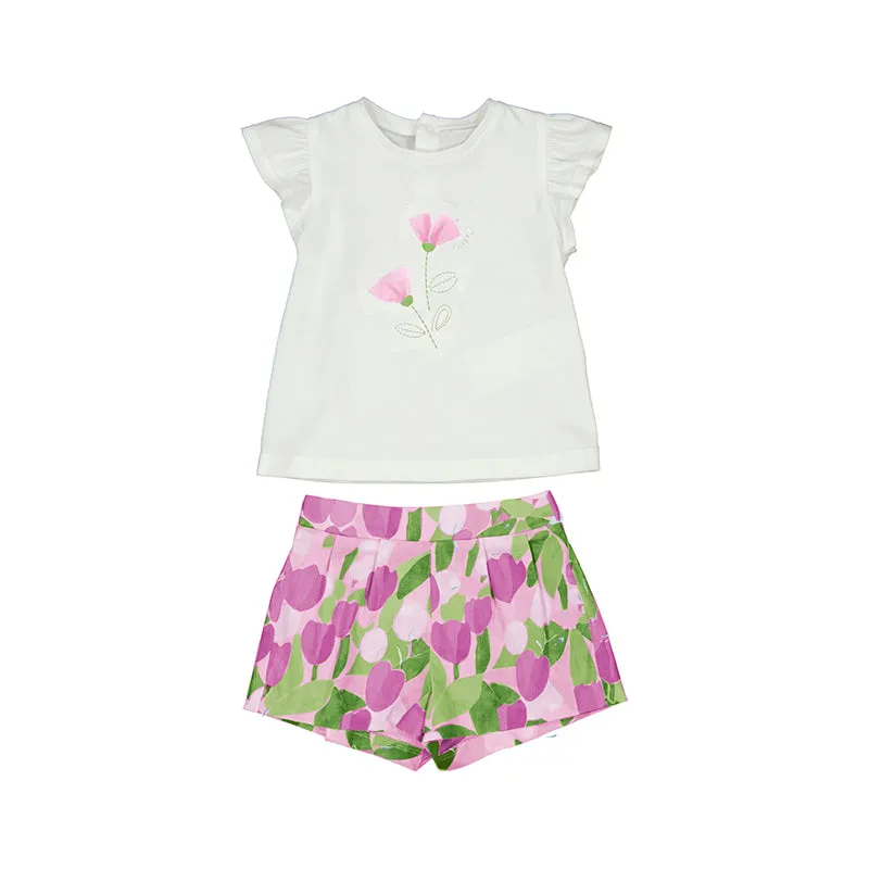 Mayoral Printed Shorts Set - Mauve