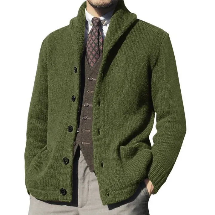 Men's button-up classic knit jacket