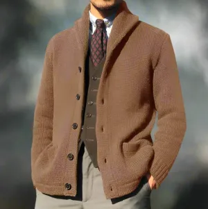 Men's button-up classic knit jacket