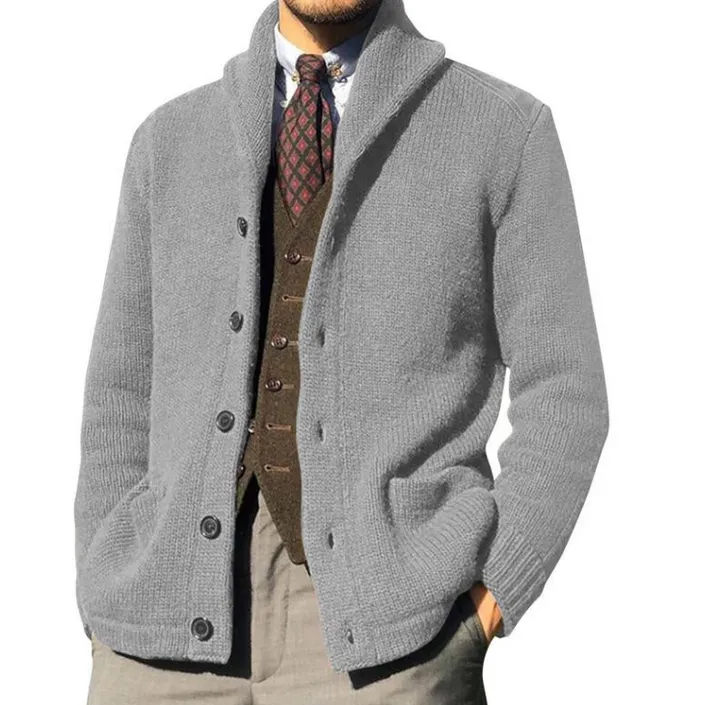 Men's button-up classic knit jacket