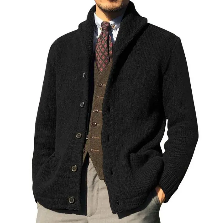 Men's button-up classic knit jacket