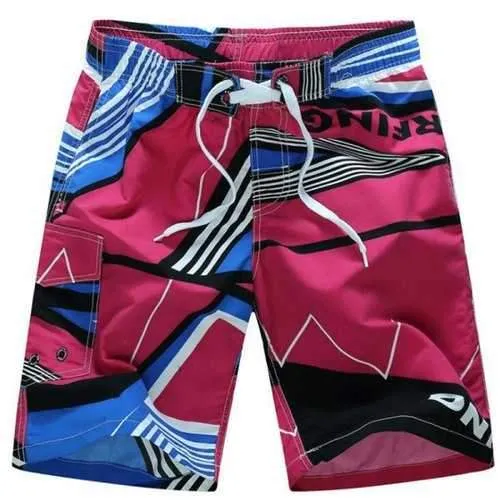Men's Mid Rise Micro Elastic Boho Active Loose Patchwork Print  Shorts Pants - Red L
