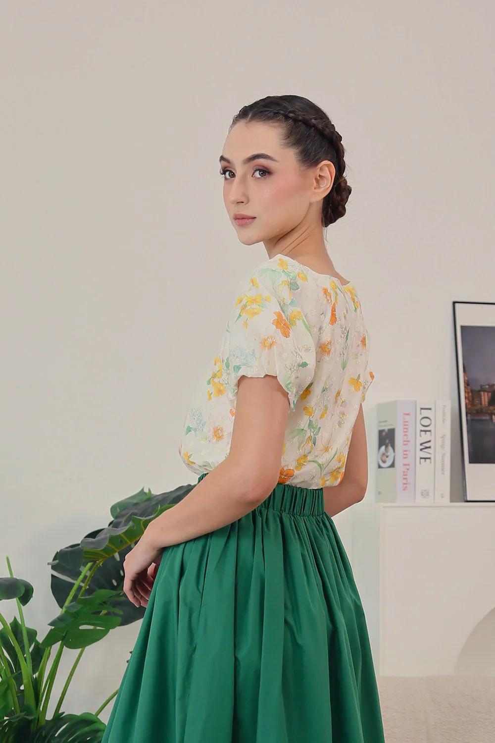 Merlyn Eyelet Top in Yellow Floral