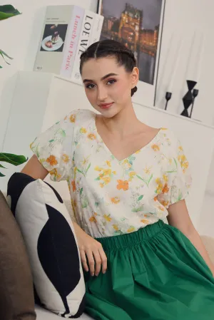 Merlyn Eyelet Top in Yellow Floral