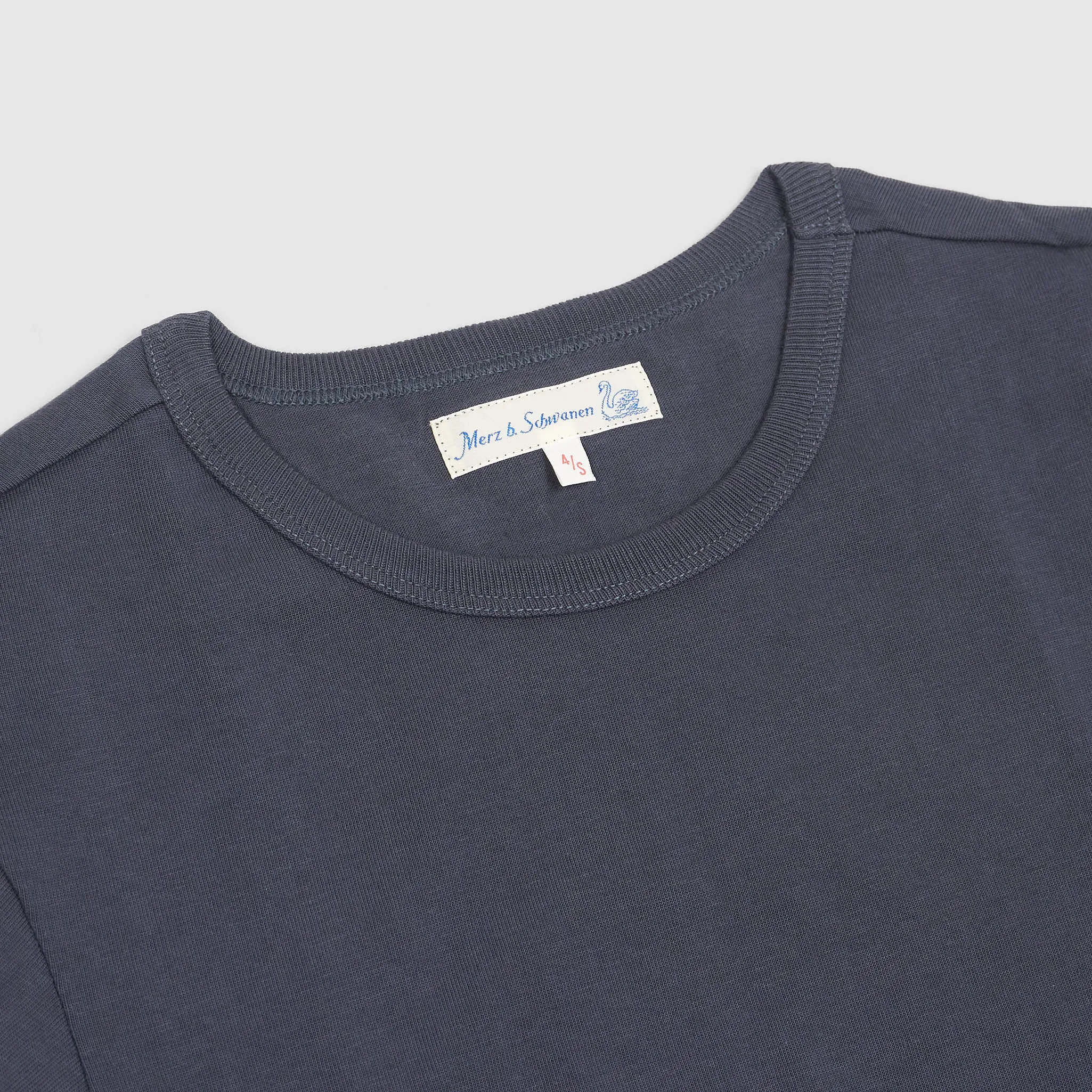 Merz b.Schwanen Soft Organic Cotton Loop Wheeler Short Sleeves T-Shirt Navy