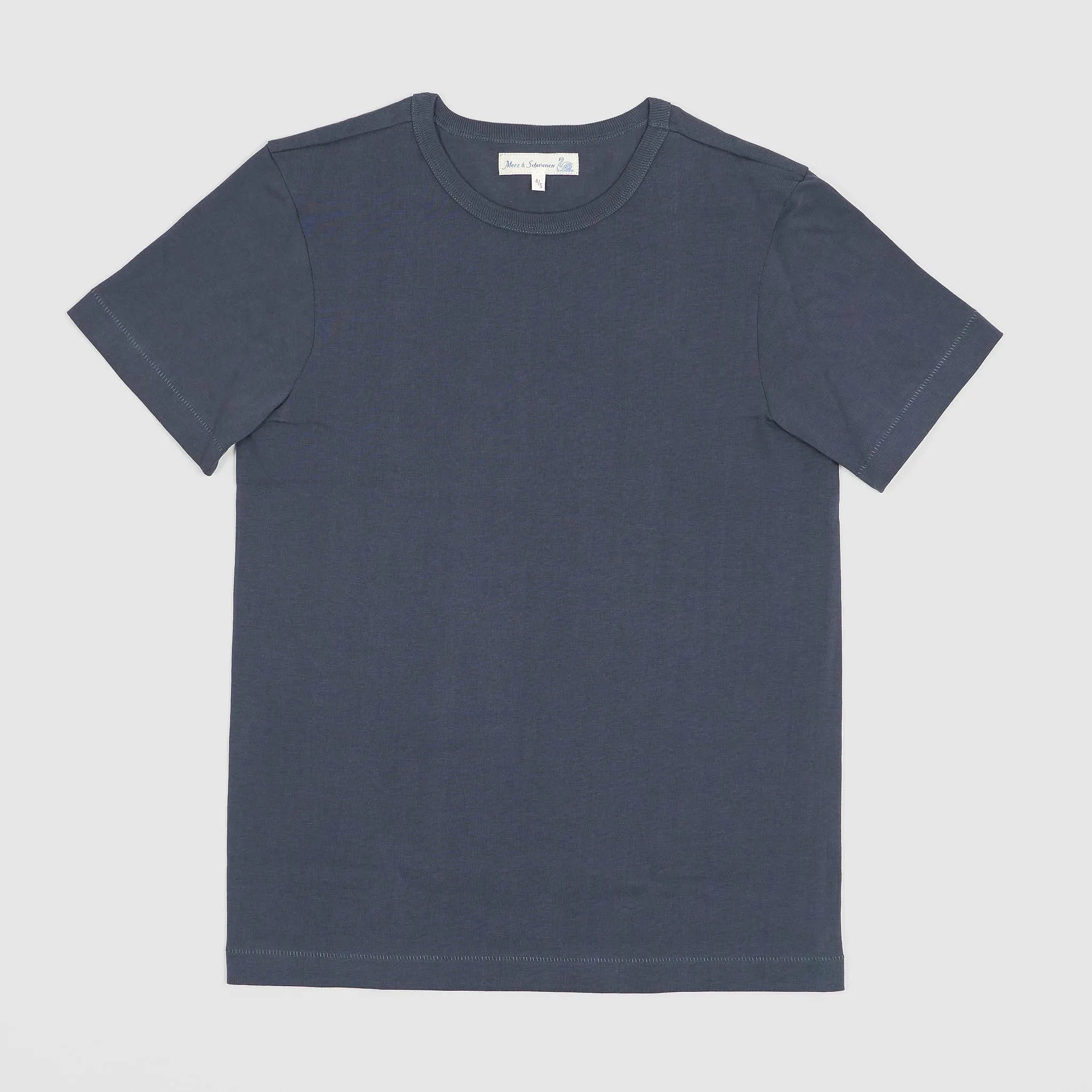 Merz b.Schwanen Soft Organic Cotton Loop Wheeler Short Sleeves T-Shirt Navy