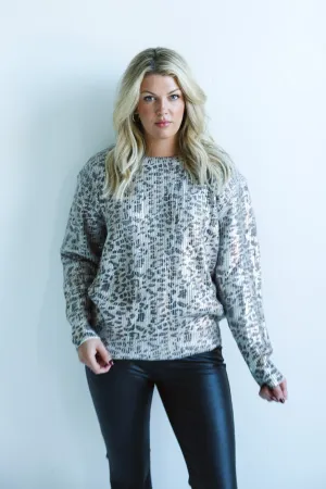 Metallic Animal-Print Sweater-Final Sale